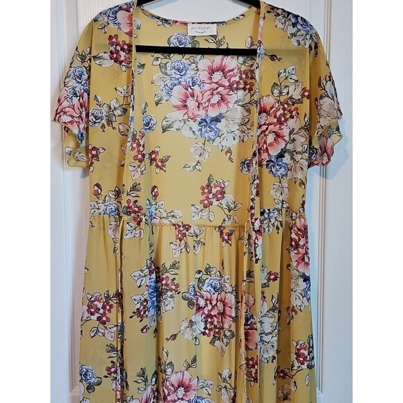 Lavender Field Sheer Floral Tie Front Duster Small Festival Beach Cottagecore - Picture 7 of 16